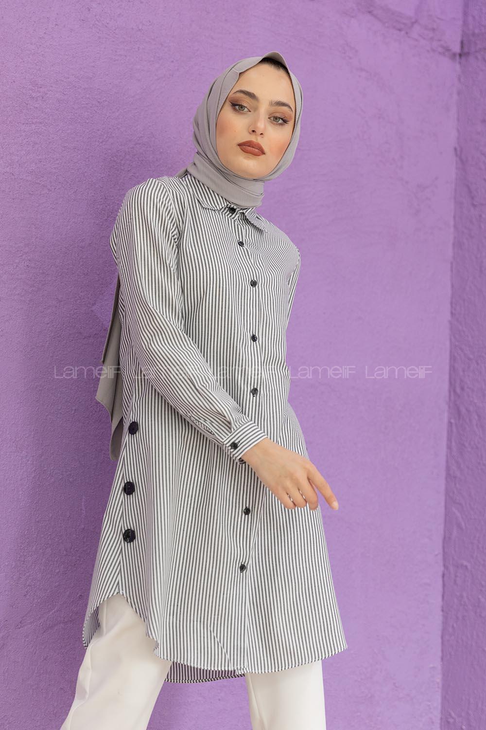 Modalamelif Tiril Yazlık Tunik Gri