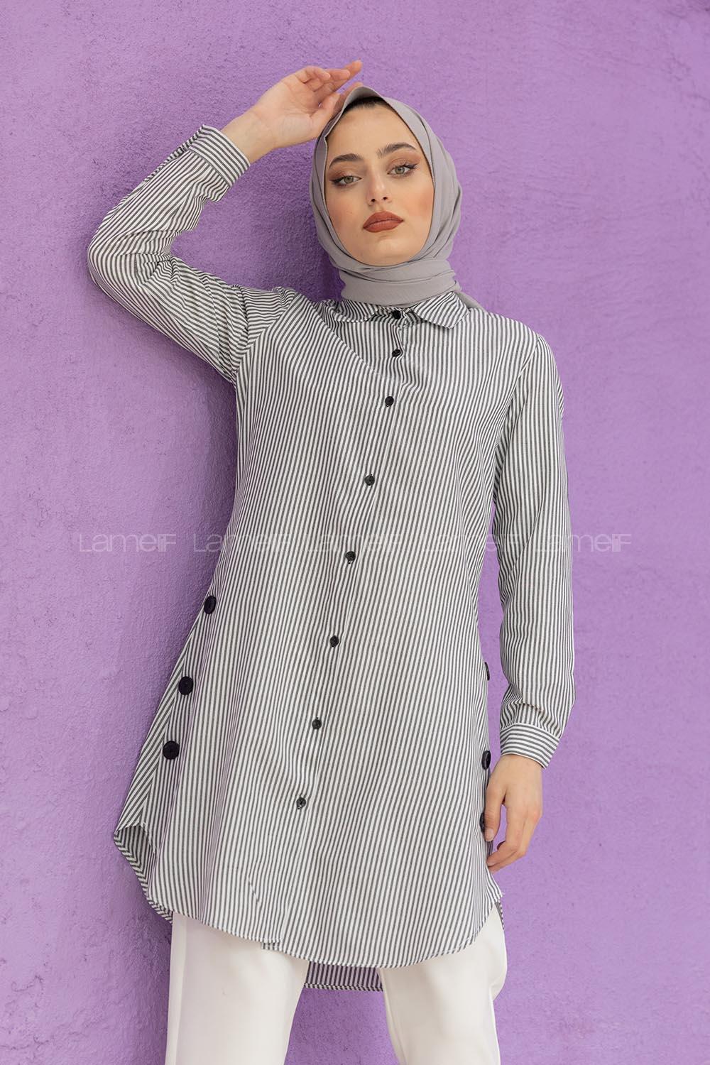 Modalamelif Tiril Yazlık Tunik Gri