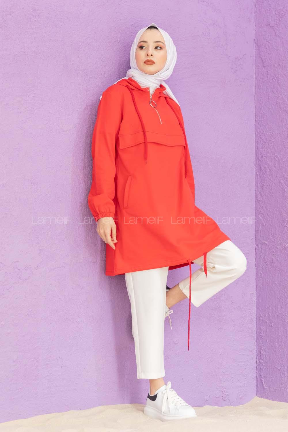 Modalamelif Kanguru Cepli Tunik Kırmızı