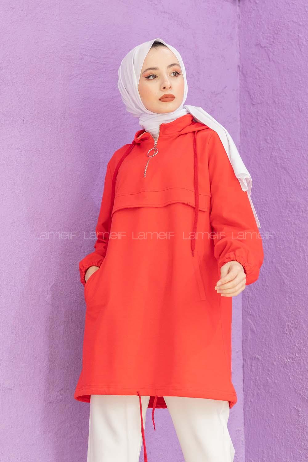 Modalamelif Kanguru Cepli Tunik Kırmızı