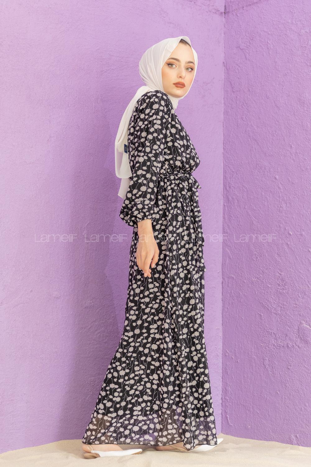 Modalamelif Soyut Desen Elbise Siyah