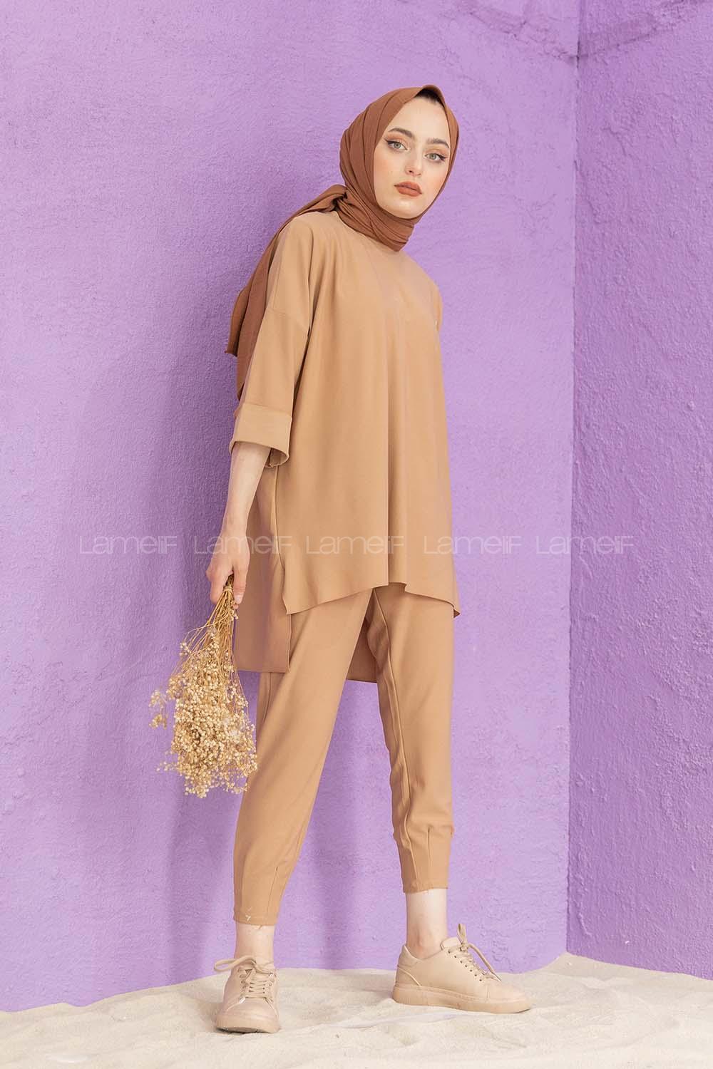 Modalamelif Düşük Kol İkili Takım Camel