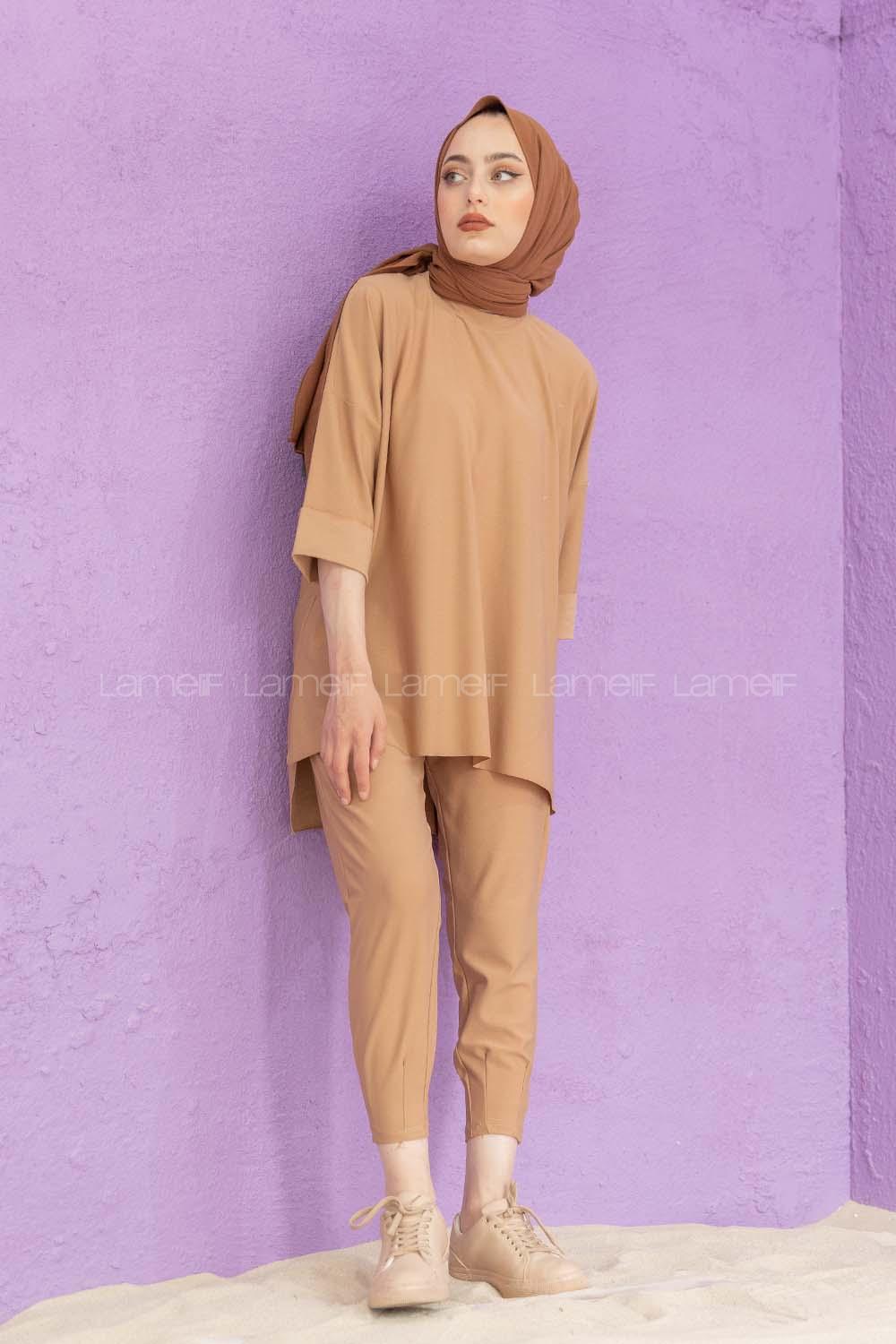 Modalamelif Düşük Kol İkili Takım Camel