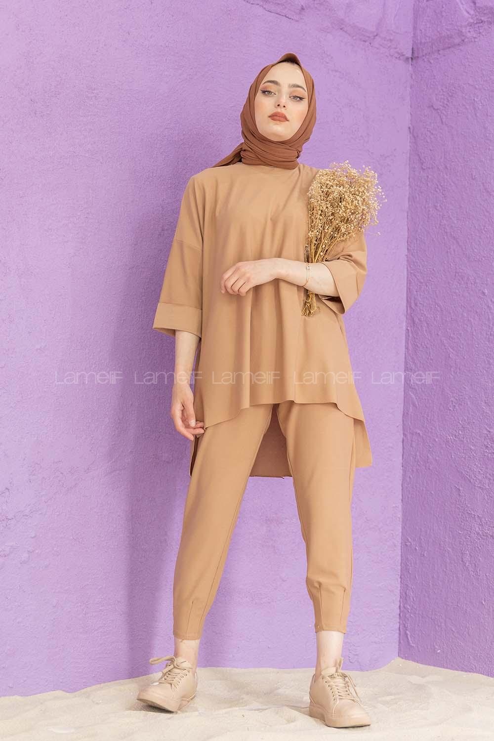 Modalamelif Düşük Kol İkili Takım Camel