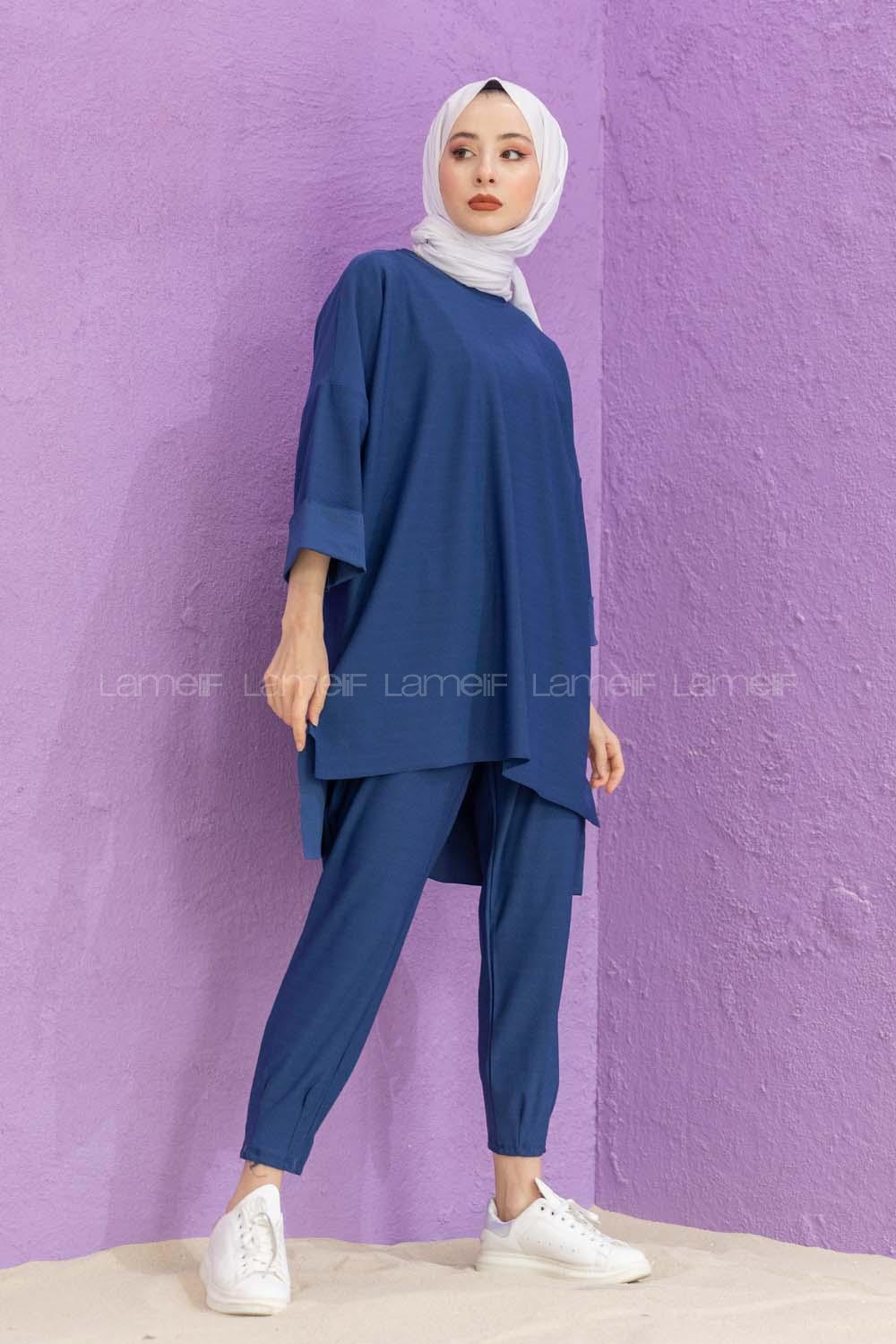 Modalamelif Düşük Kol İkili Takım İndigo