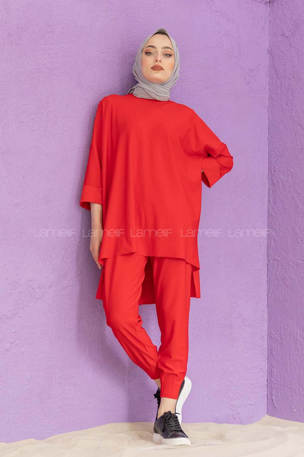 Modalamelif Düşük Kol İkili Takım Kırmızı