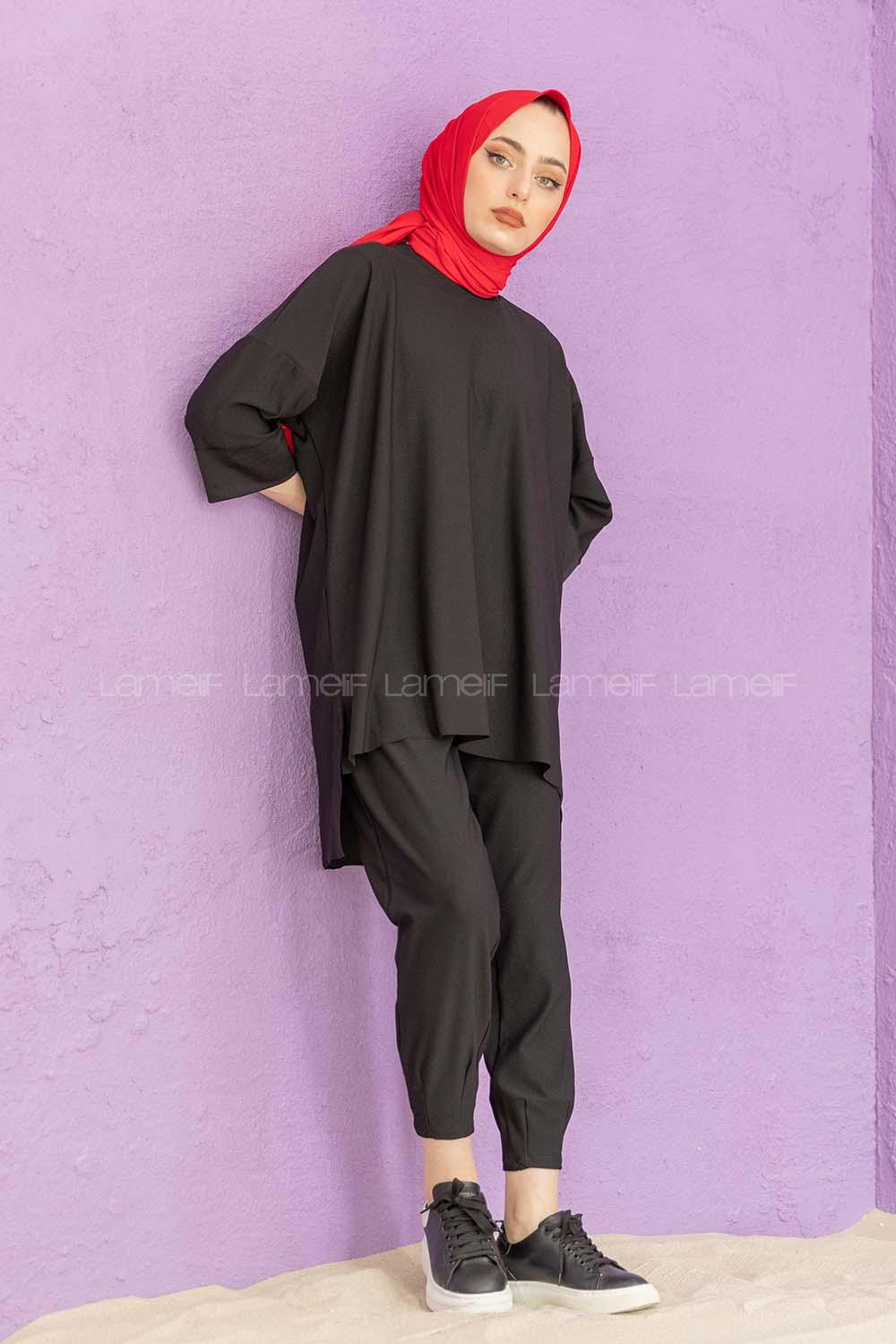Modalamelif Düşük Kol İkili Takım Siyah