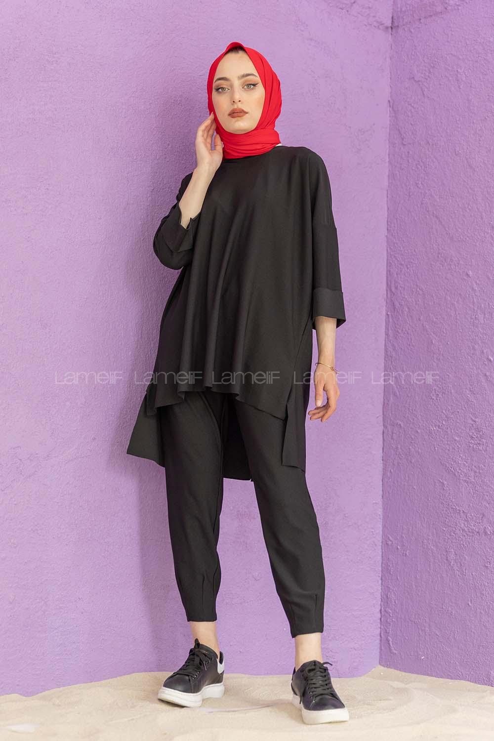 Modalamelif Düşük Kol İkili Takım Siyah