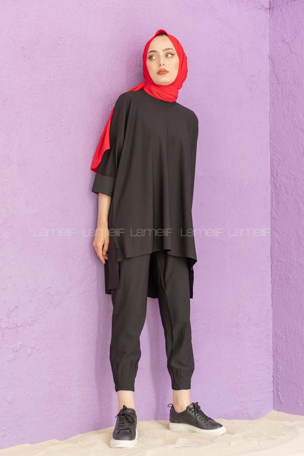 Modalamelif Düşük Kol İkili Takım Siyah