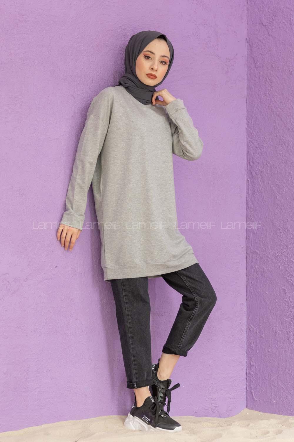 Modalamelif Düz Renk Sweat Gri