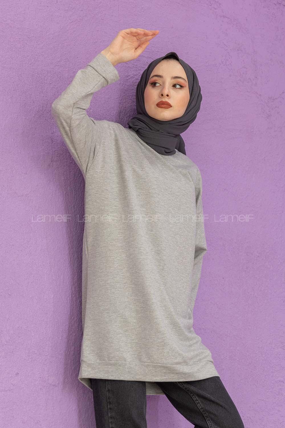 Modalamelif Düz Renk Sweat Gri