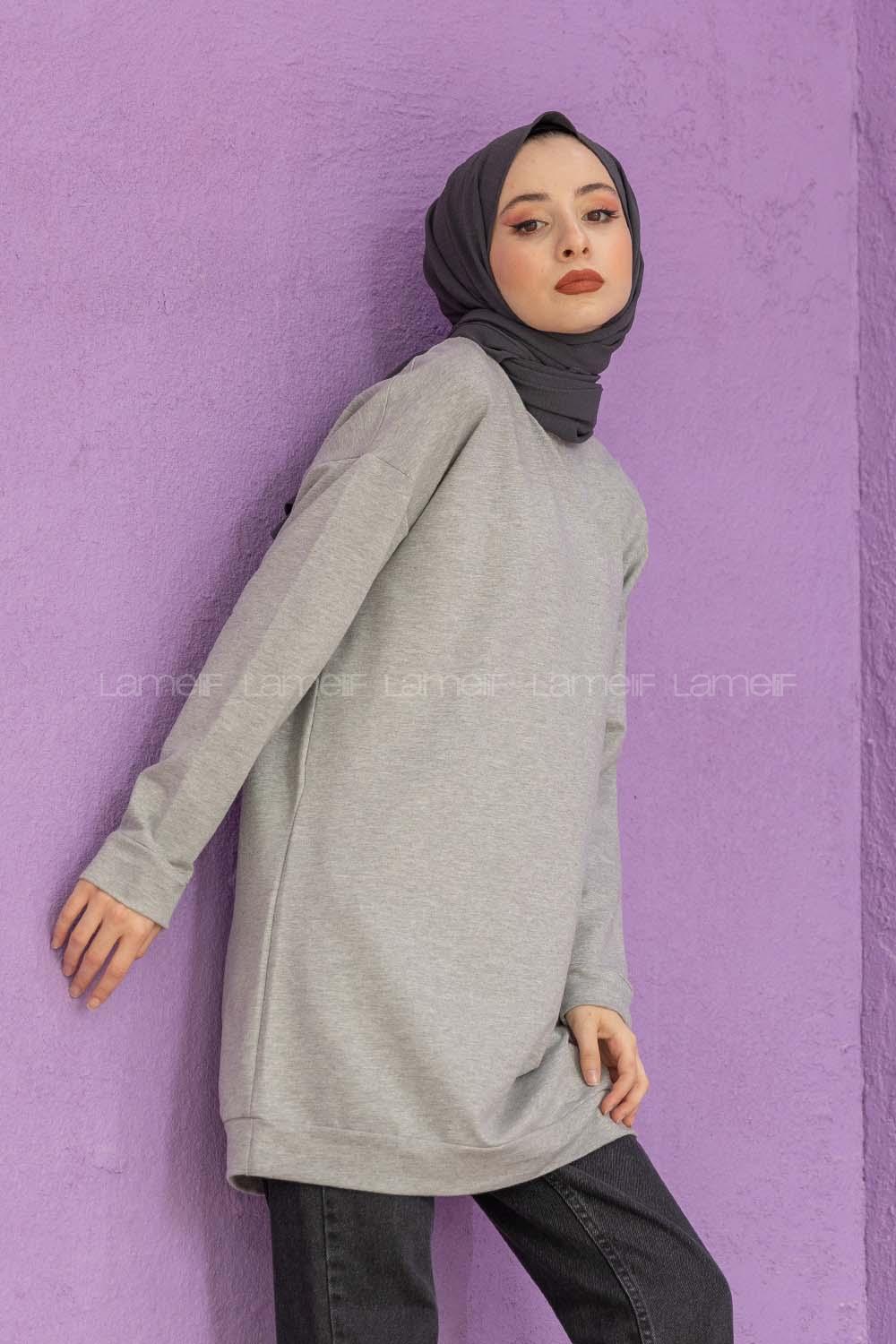 Modalamelif Düz Renk Sweat Gri