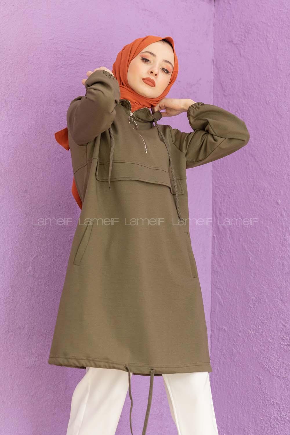 Modalamelif Kanguru Cepli Tunik Haki