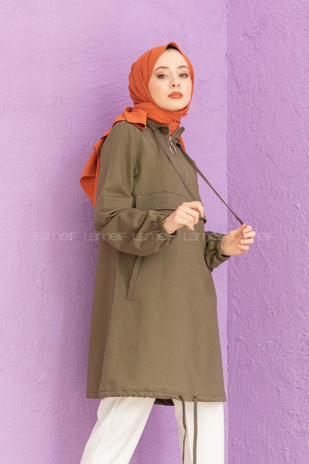 Modalamelif Kanguru Cepli Tunik Haki