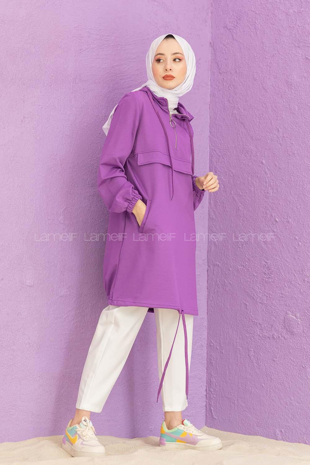 Modalamelif Kanguru Cepli Tunik Mor