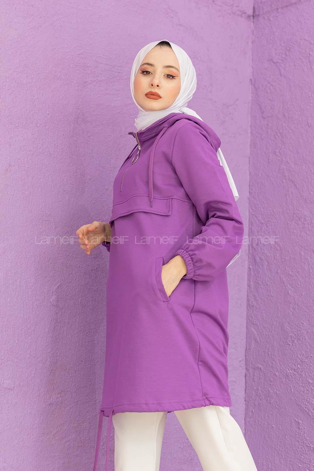 Modalamelif Kanguru Cepli Tunik Mor