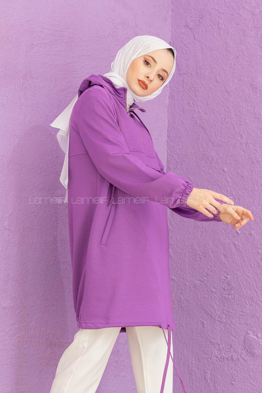 Modalamelif Kanguru Cepli Tunik Mor