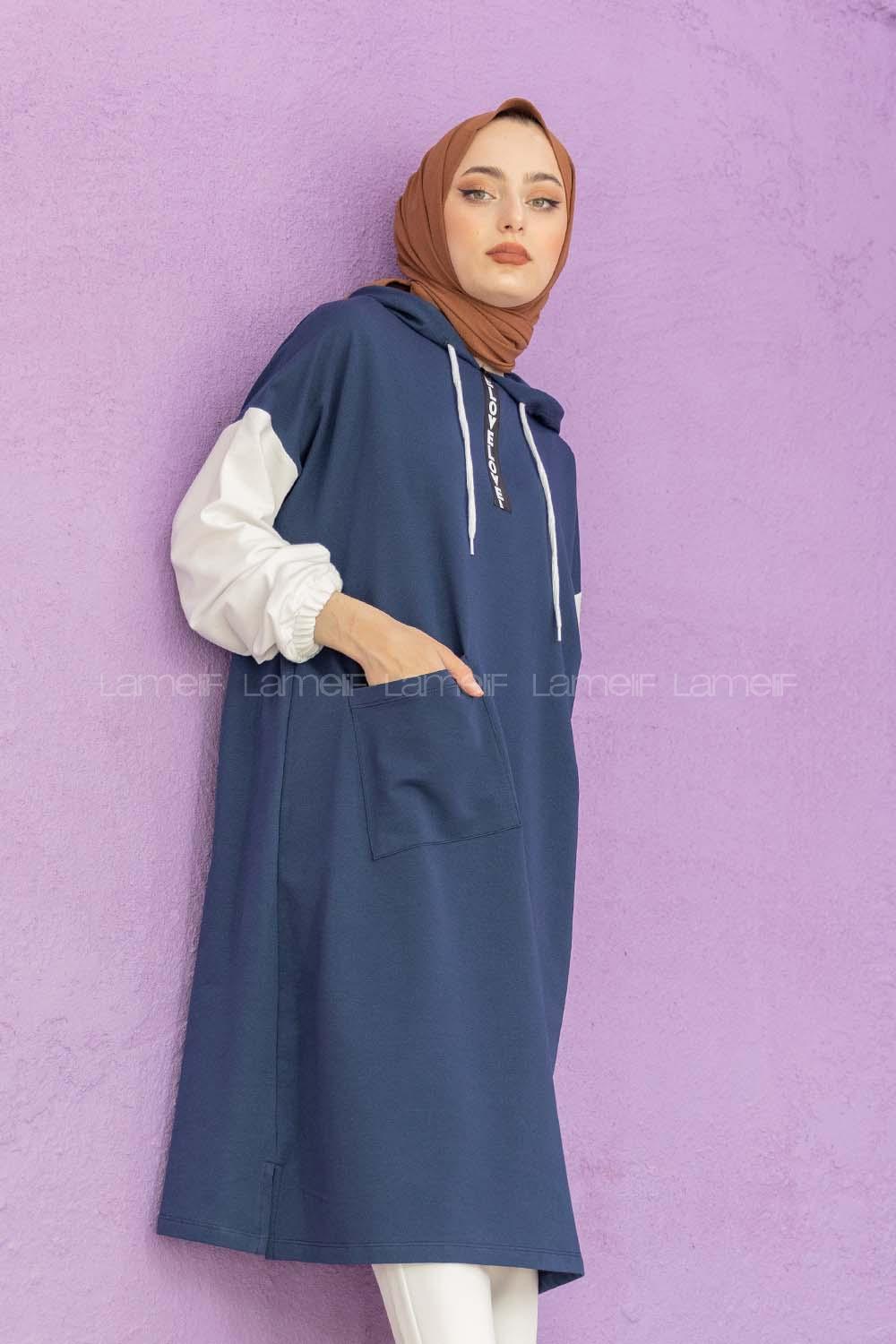 Modalamelif Love Fermuar Baskılı Tunik İndigo