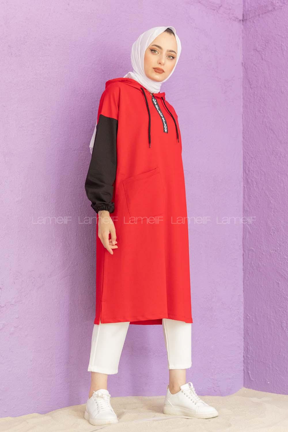 Modalamelif Love Fermuar Baskılı Tunik Kırmızı