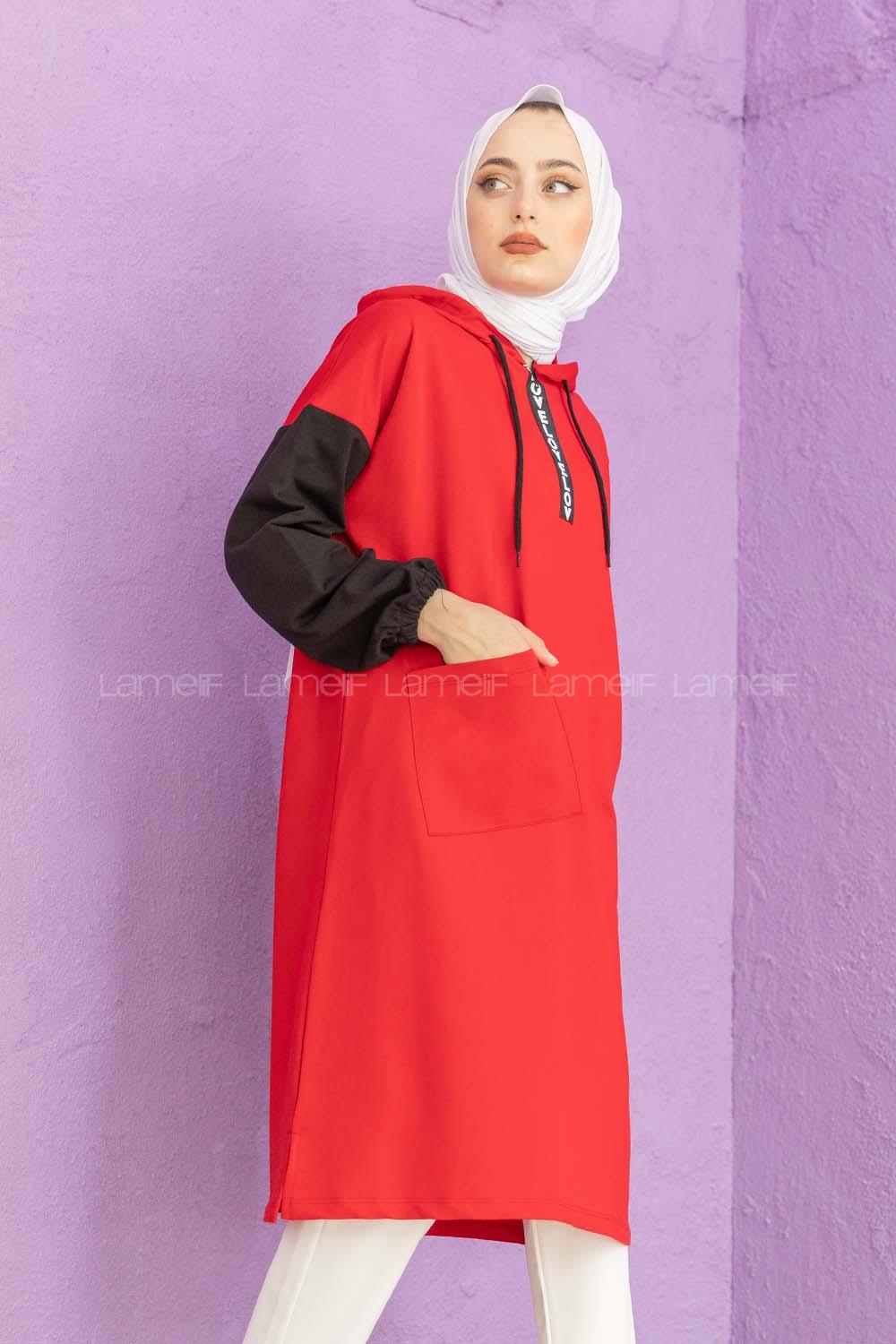 Modalamelif Love Fermuar Baskılı Tunik Kırmızı