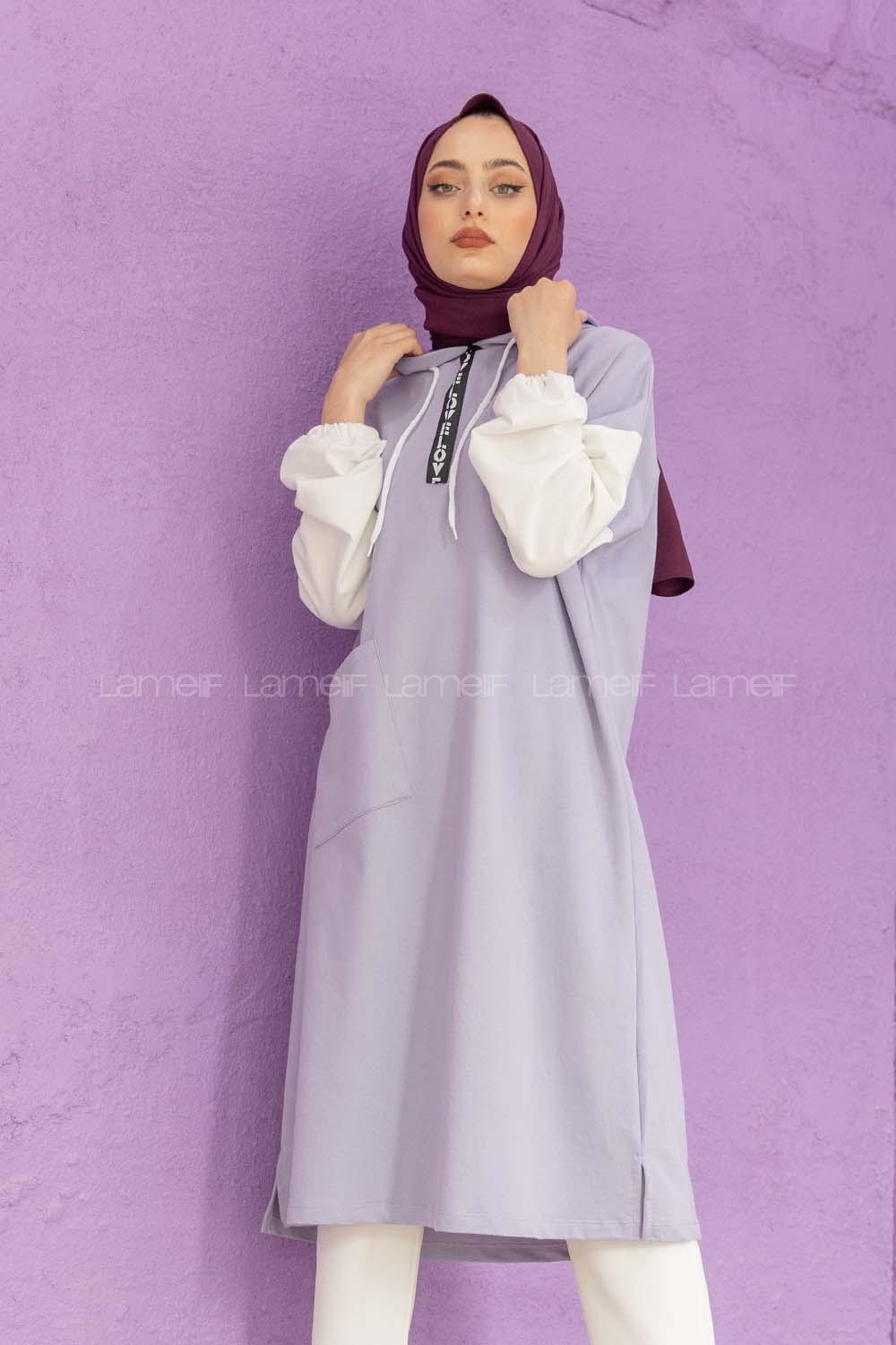 Modalamelif Love Fermuar Baskılı Tunik Lila