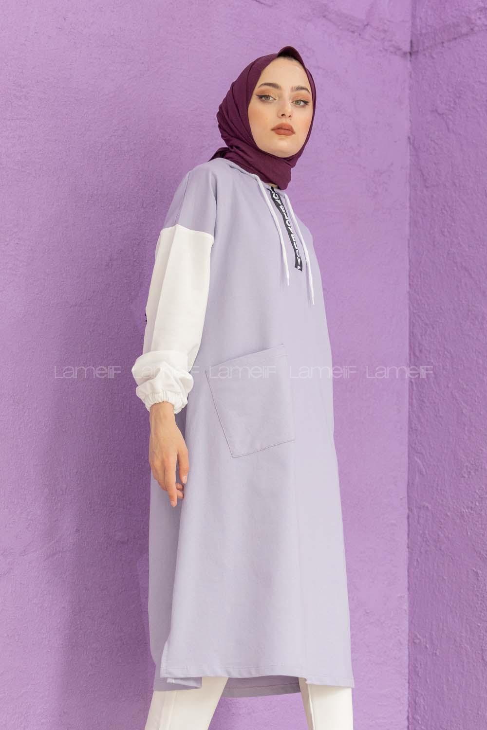 Modalamelif Love Fermuar Baskılı Tunik Lila