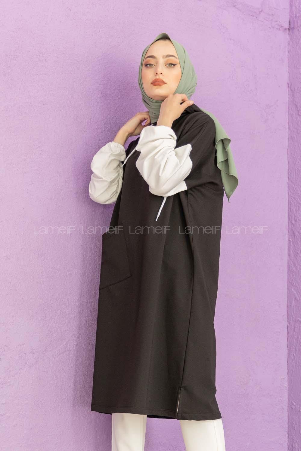 Modalamelif Love Fermuar Baskılı Tunik Siyah