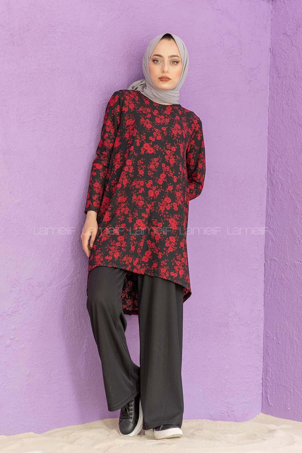 Modalamelif Papatya Desen İkili Takım  Bordo