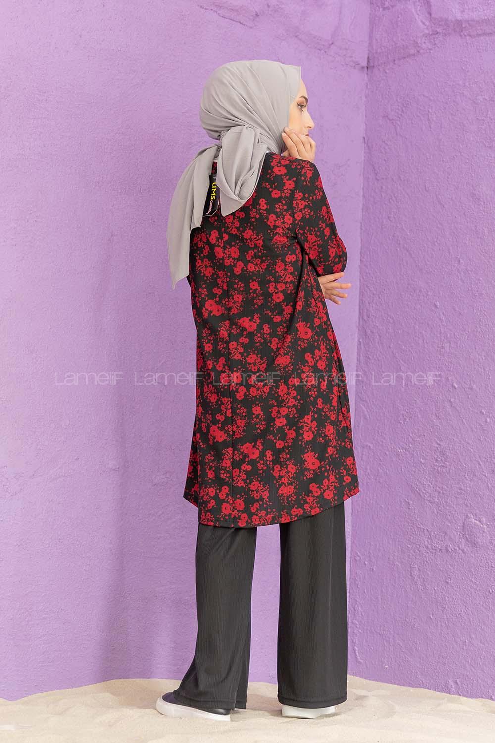 Modalamelif Papatya Desen İkili Takım  Bordo