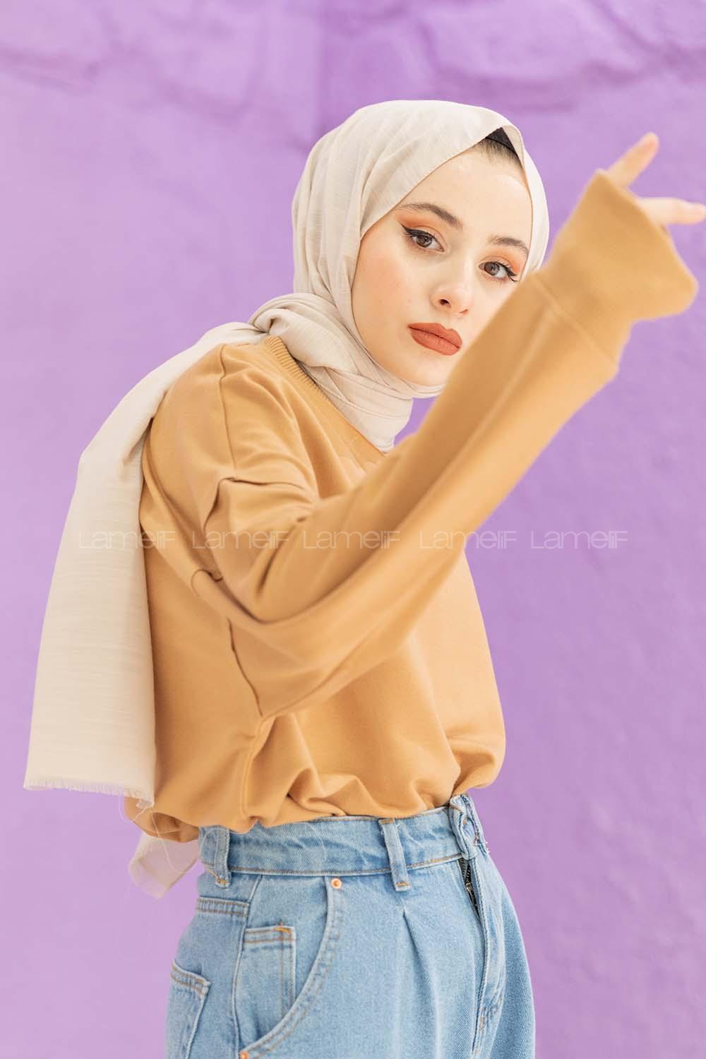 Modalamelif Vizonrengi Ağaç Kabuğu Şal