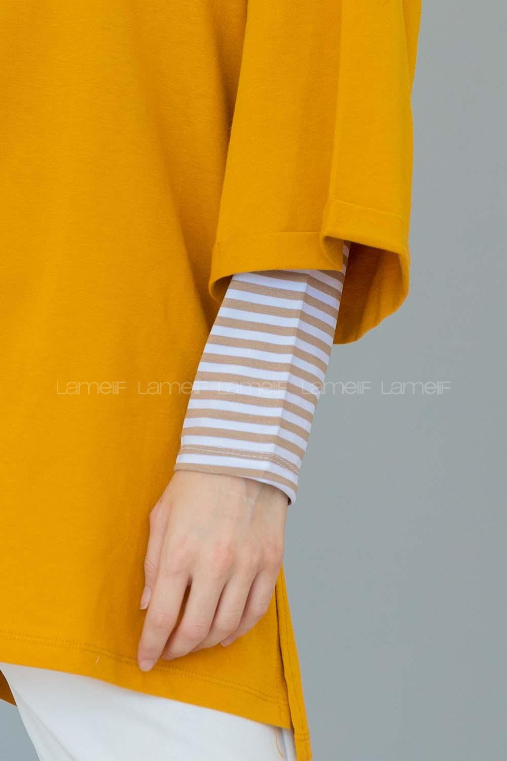 Lamelif Çizgili Uzun Kol İçlik Sütlü Kahve