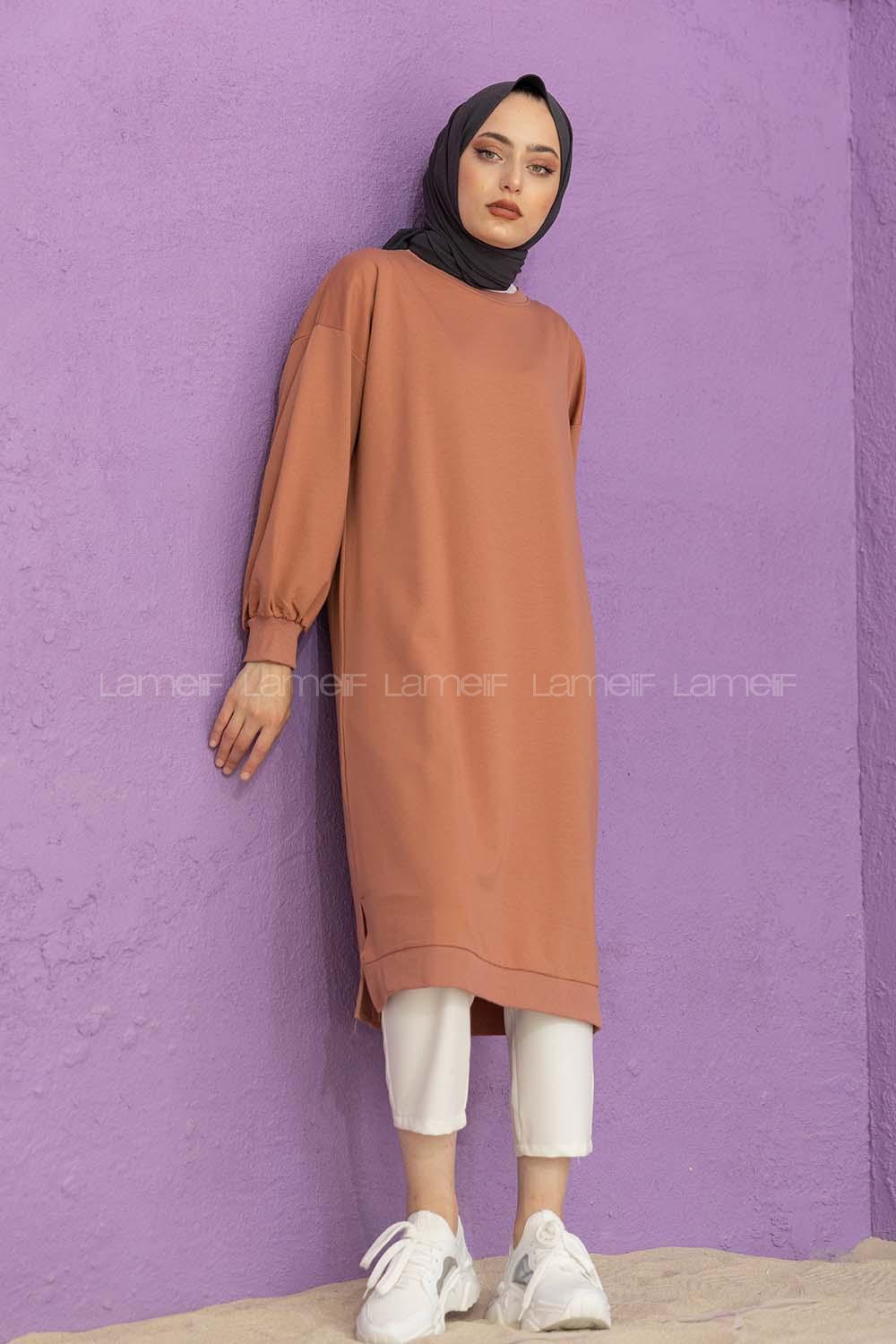 Modalamelif Balon Kol Düz Renk Sweat Gül