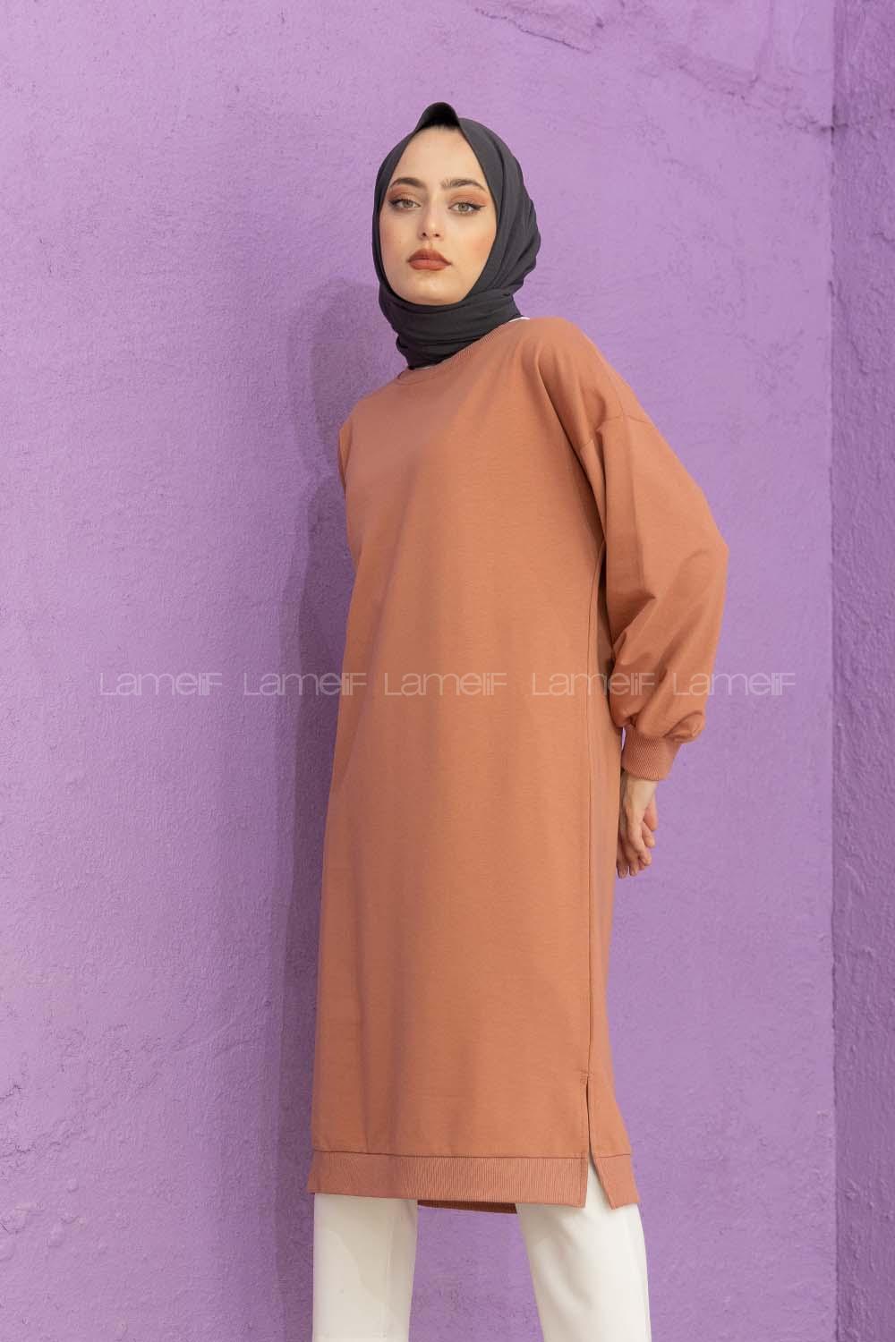 Modalamelif Balon Kol Düz Renk Sweat Gül