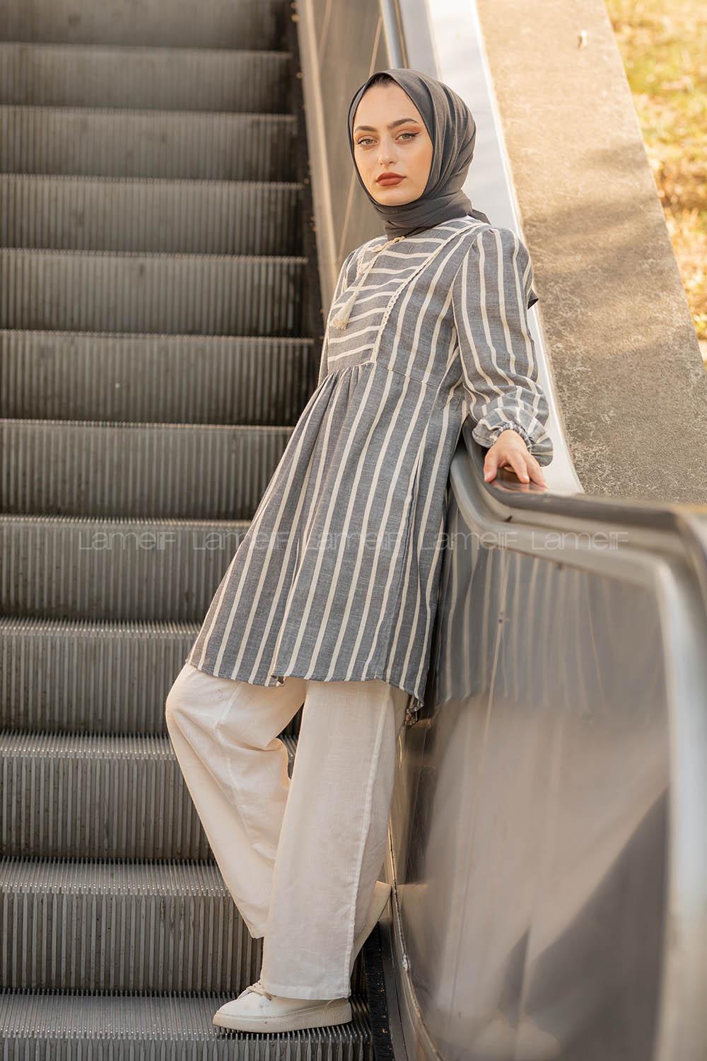 Modalamelif Yaka Bağlamallı İkili Takım Lacivert