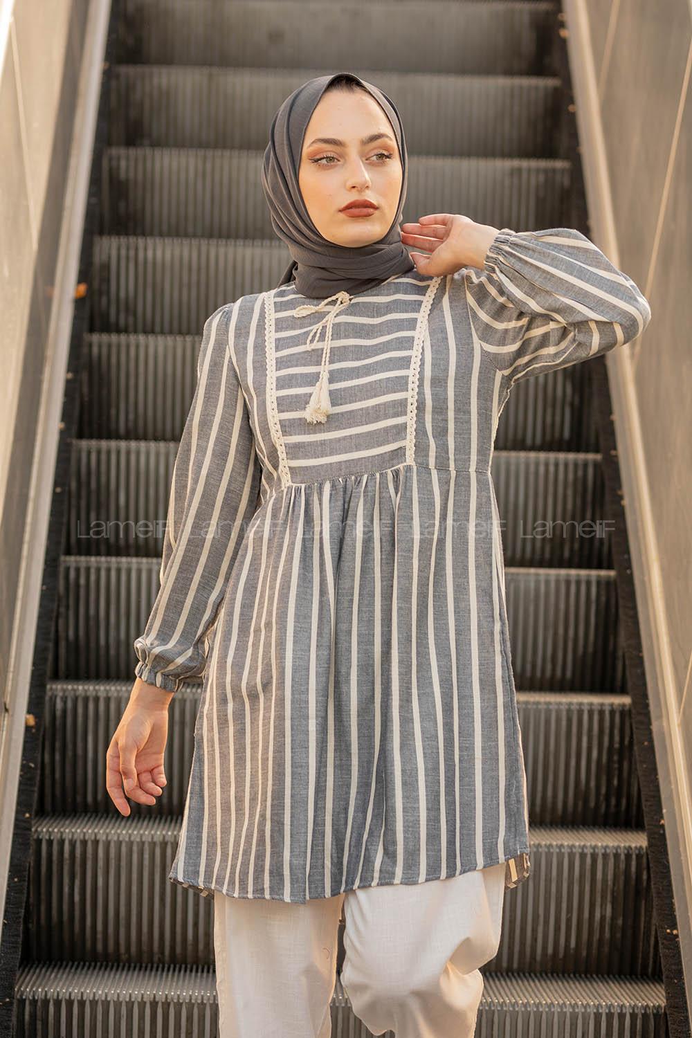 Modalamelif Yaka Bağlamallı İkili Takım Lacivert