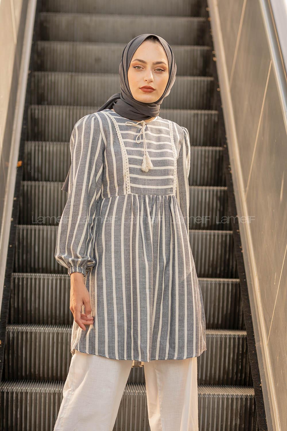 Modalamelif Yaka Bağlamallı İkili Takım Lacivert