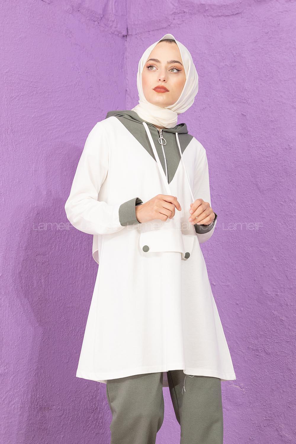 Modalamelif Kanguru Cepli Garnili İkili Takım Haki