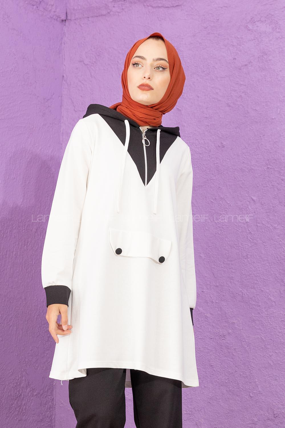 Modalamelif Kanguru Cepli Garnili İkili Takım Siyah