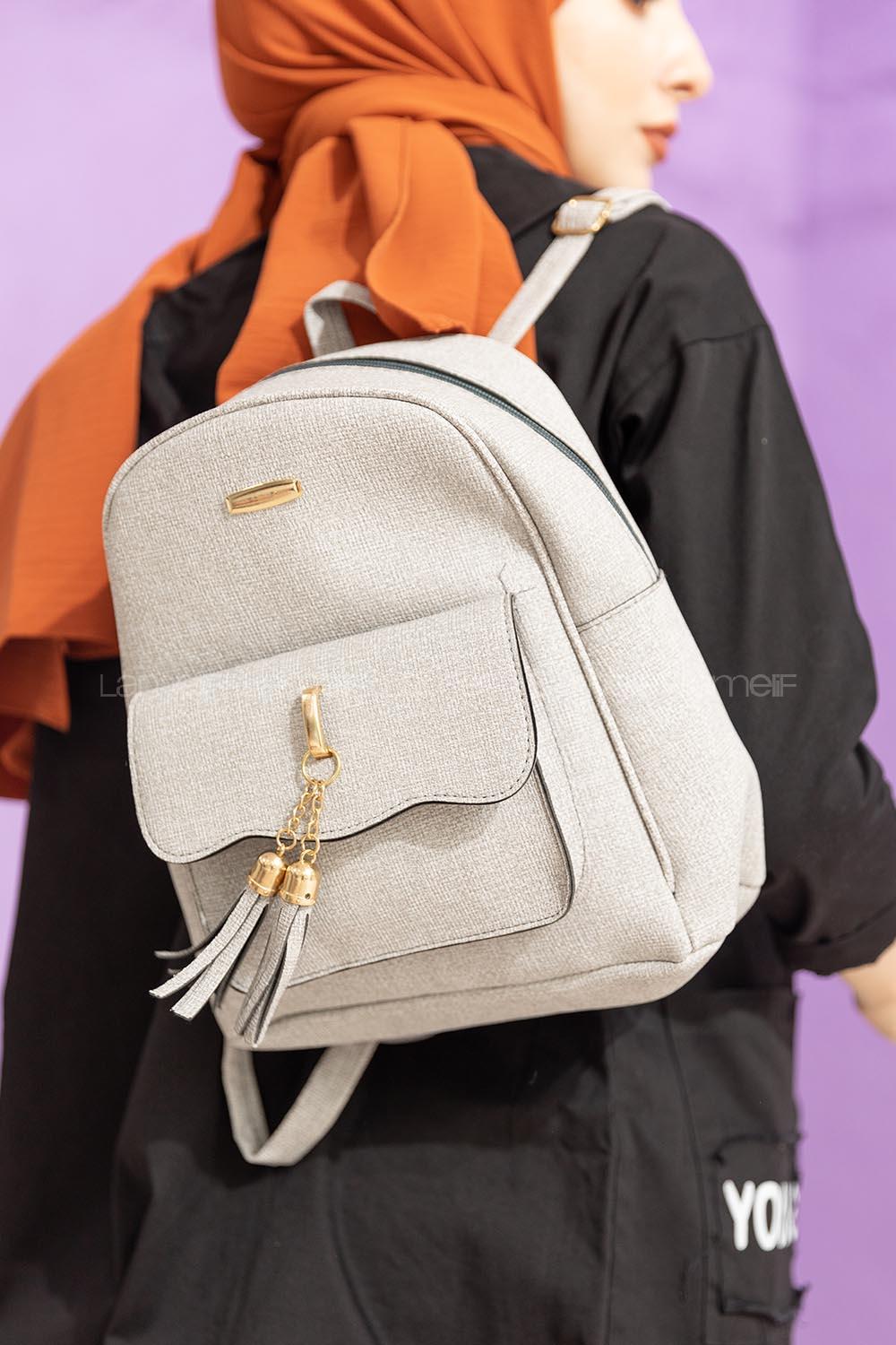 Modalamelif Dokulu Sırt Çantası Gri