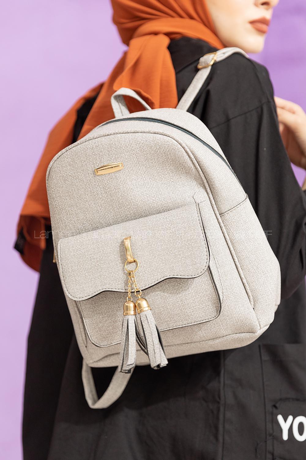 Modalamelif Dokulu Sırt Çantası Gri