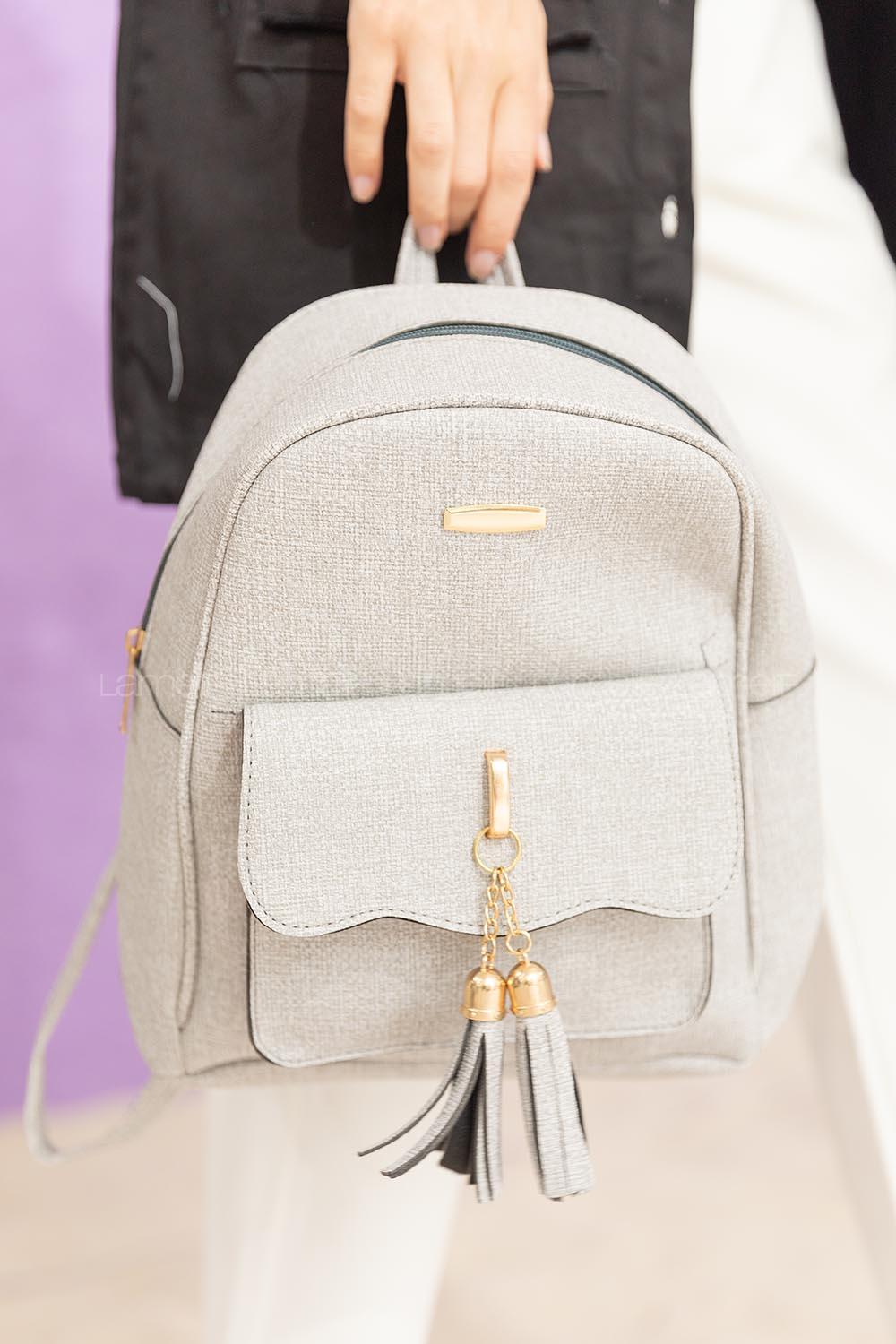 Modalamelif Dokulu Sırt Çantası Gri