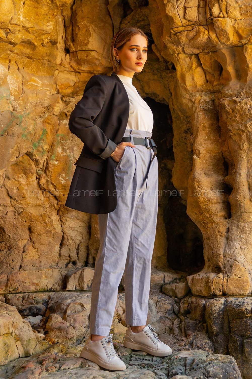 Modalamelif Çift Ceplli Blazer Ceket Siyah