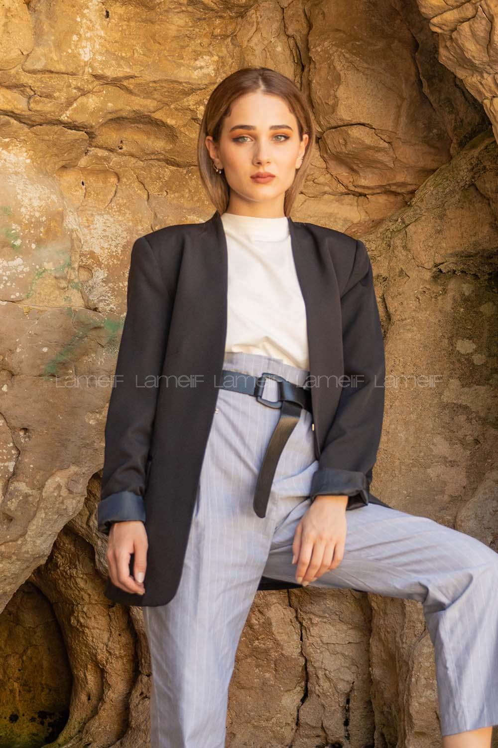 Modalamelif Çift Ceplli Blazer Ceket Siyah