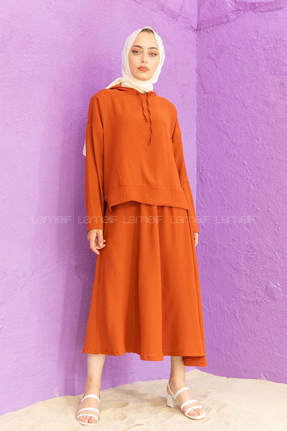 Modalamelif Kapşonlu Etekli Takım Kiremit