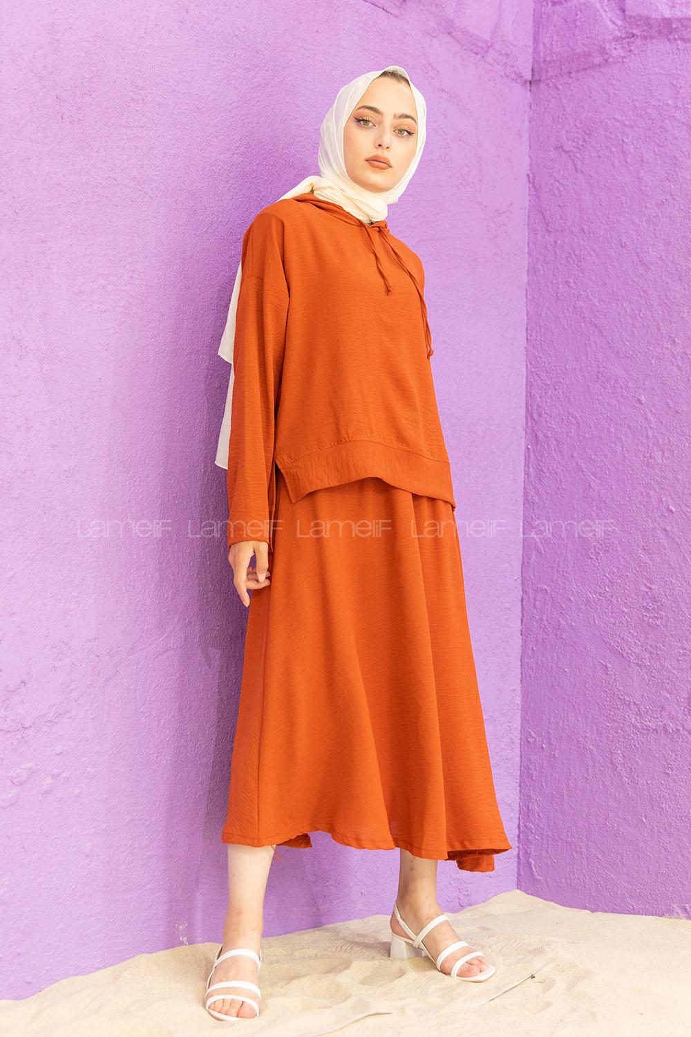 Modalamelif Kapşonlu Etekli Takım Kiremit