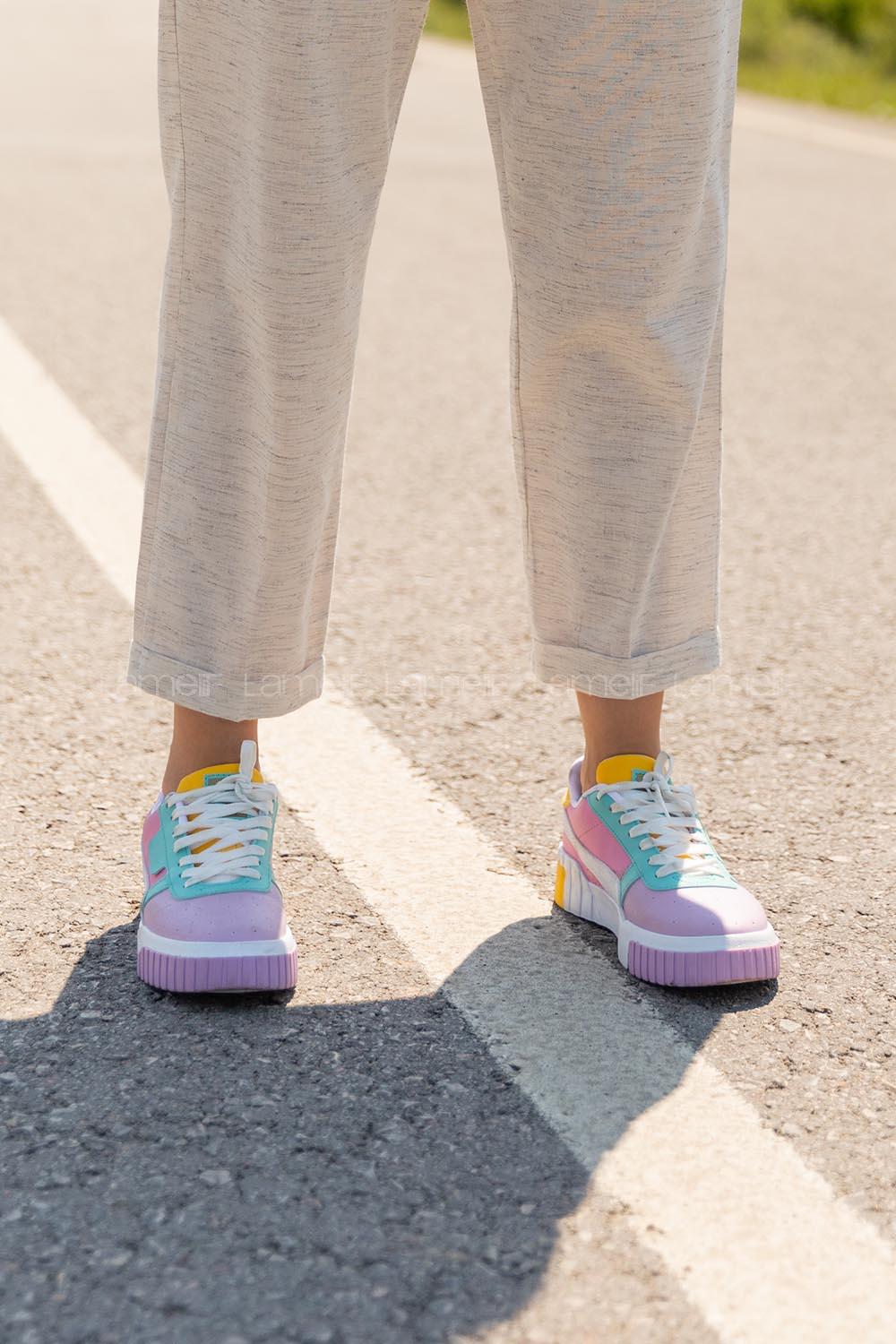 Modalamelif Parça Renkli Kontrast Pudra Spor Ayakkabı