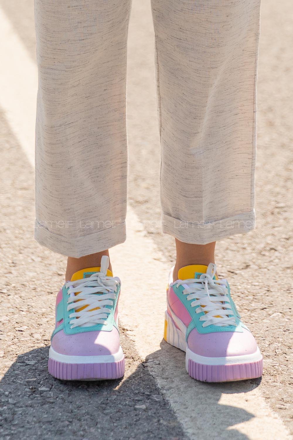 Modalamelif Parça Renkli Kontrast Pudra Spor Ayakkabı