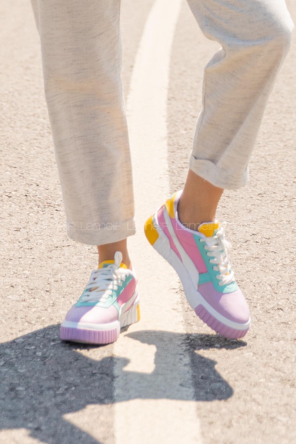 Modalamelif Parça Renkli Kontrast Pudra Spor Ayakkabı