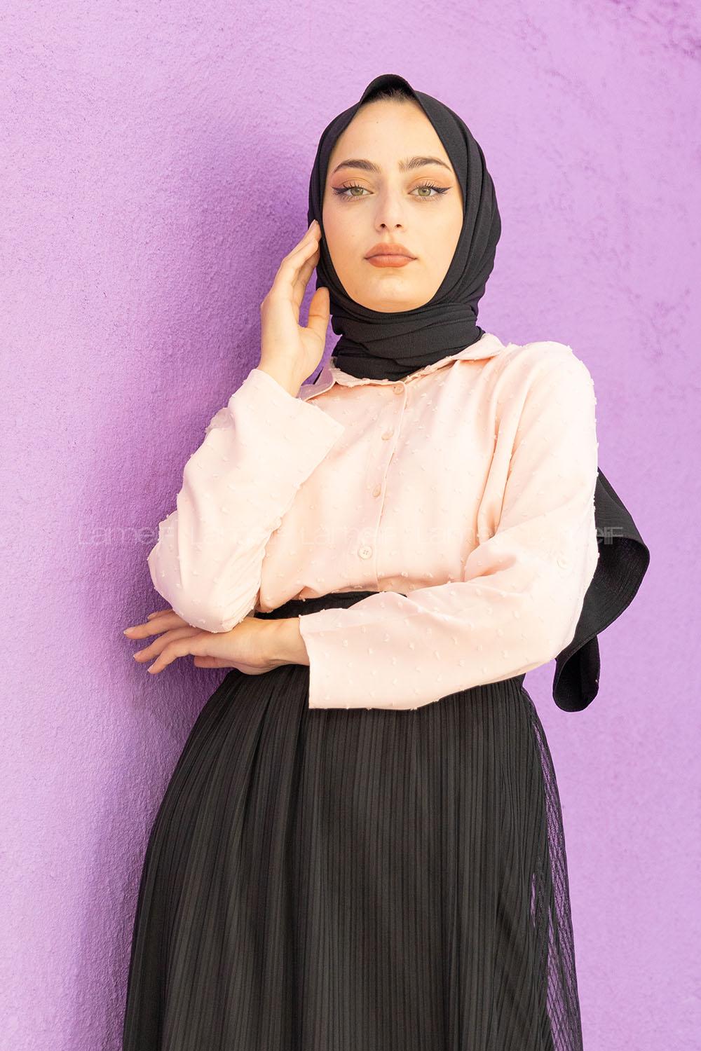 Modalamelif Ponpon Gömlek Pudra