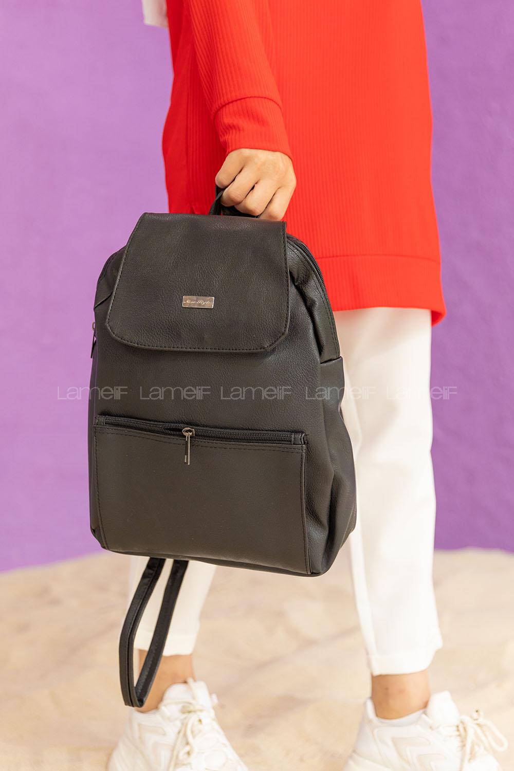 Modalamelif Kapak Kilitli Sırt Çantası Siyah